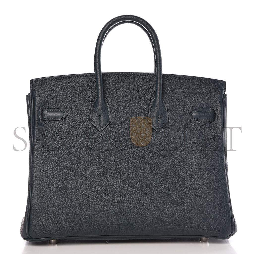 H**mes master birkin 25 togo leather graphite grey tanzanian blue silver buckle bag 971796 (25*20*13cm)
